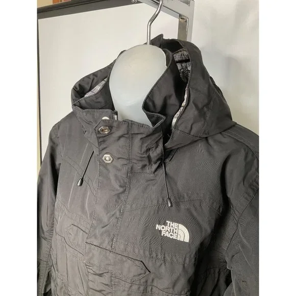 The North Face Jacket Women XL Black Plaid Inside Full Zip Coat Jacket